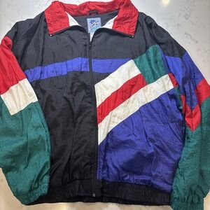 Vintage Santana 90s Nylon Tracksuit Windbreaker Jacket Size XL Colorblock EUC